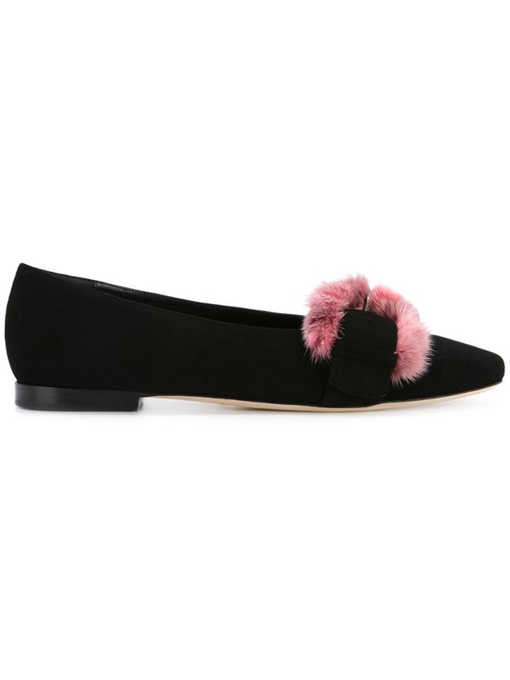 Manolo Blahnik Fur Buckle Pumps - Black