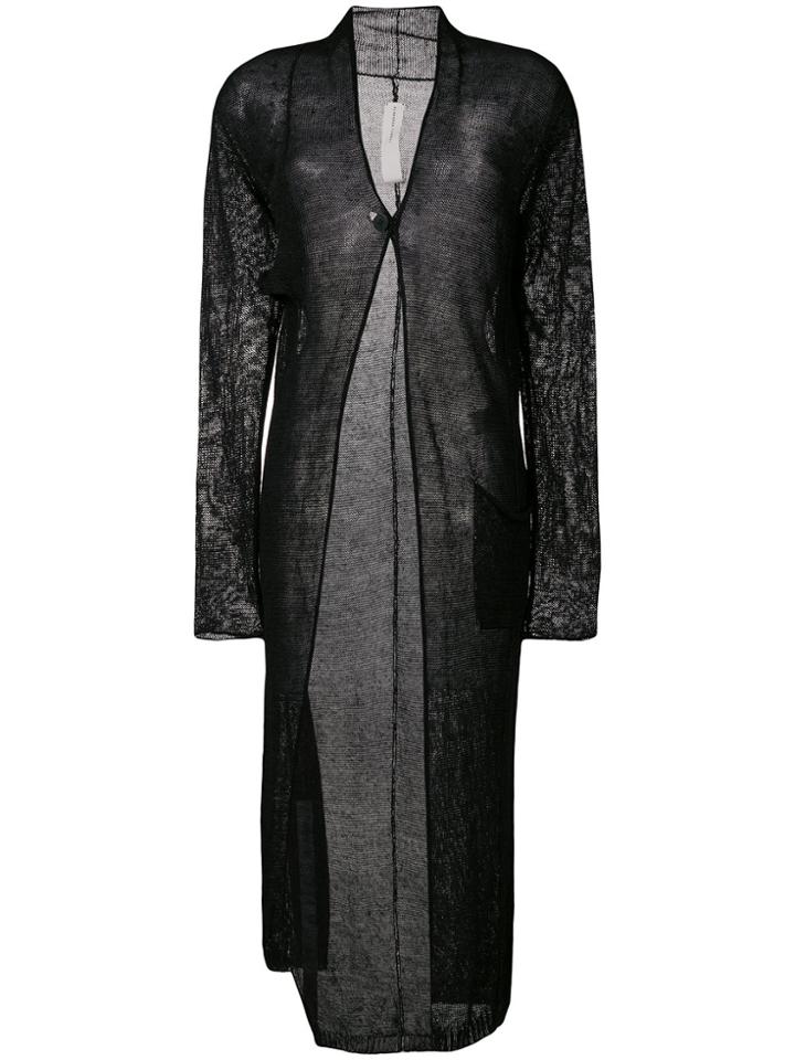 Isabel Benenato Long Sheer Cardigan - Black