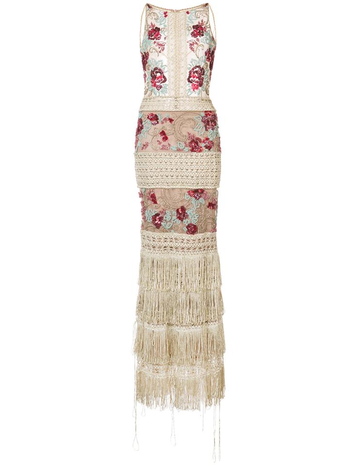 Patbo Fitted Floral Gown - Nude & Neutrals