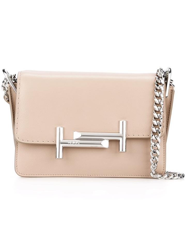 Tod's Micro 'double T' Shoulder Bag, Women's, Nude/neutrals