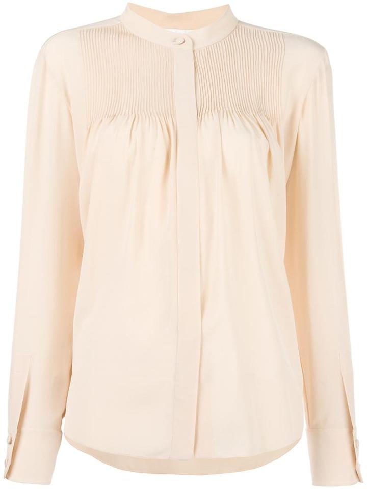 Chloé Pleated Yoke Blouse, Women's, Size: 40, Pink/purple, Silk