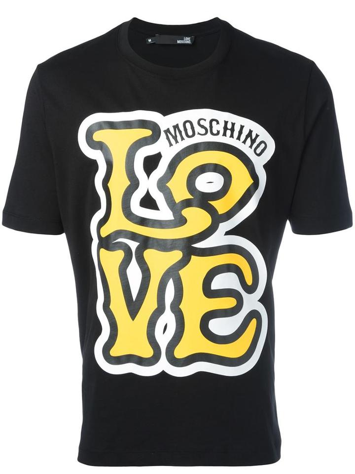 Love Moschino Logo Print T-shirt, Men's, Size: Xs, Black, Cotton