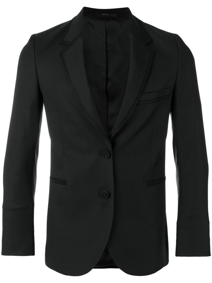 Paul Smith Frogging-trimmed Blazer, Women's, Size: 42, Black, Wool/cupro/viscose