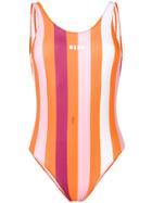 Msgm Striped Swimsuit - Orange