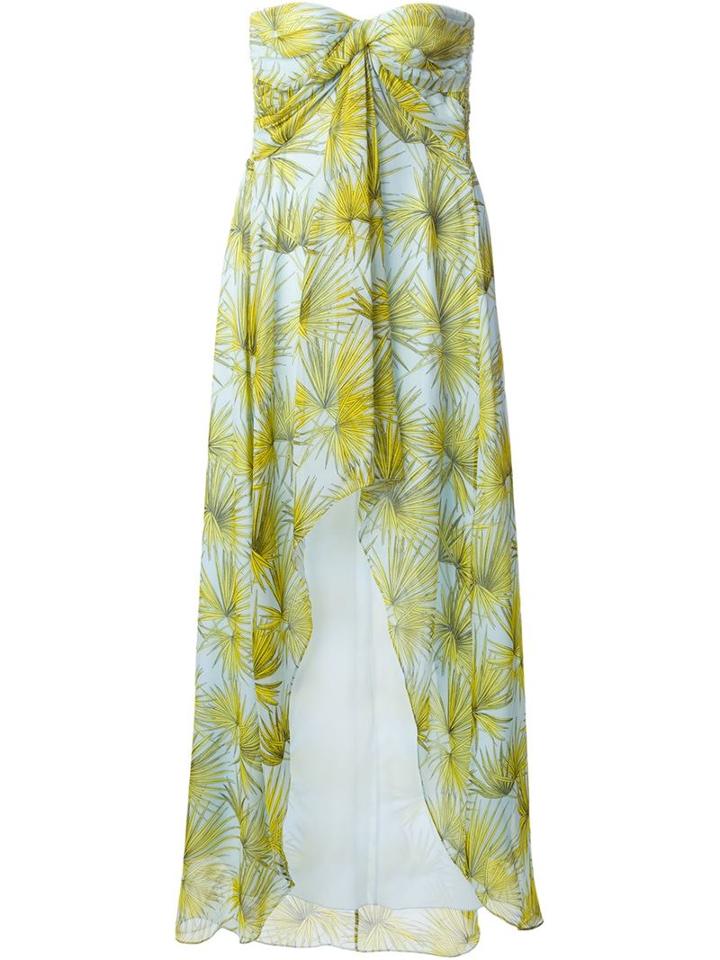 Msgm Long Draped Printed Dress, Women's, Size: 42, Blue, Silk/polyester