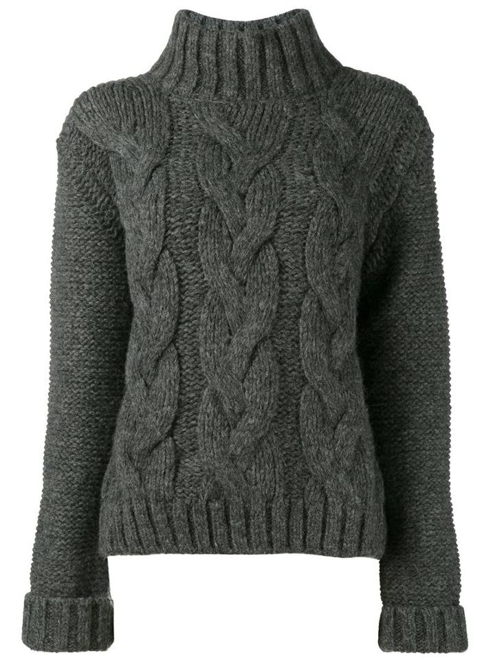 Ganni Cable Knit Jumper, Women's, Size: Small, Grey, Polyamide/alpaca/merino