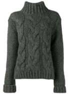 Ganni Cable Knit Jumper, Women's, Size: Small, Grey, Polyamide/alpaca/merino