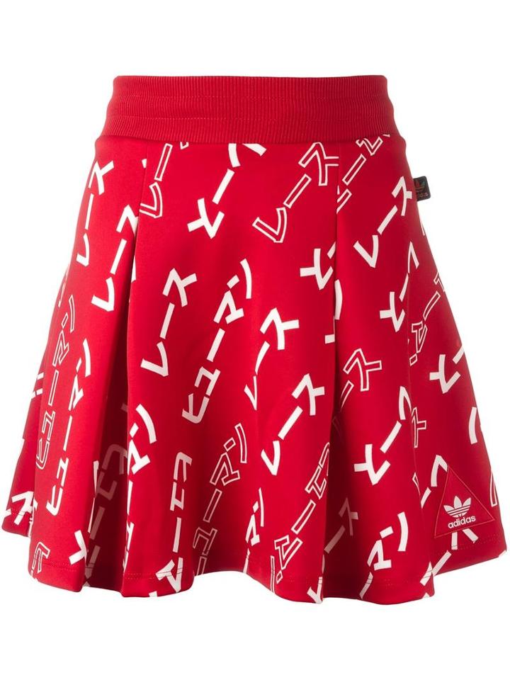 Adidas 'hu Race' Patterned Skirt, Women's, Size: 40, Red, Polyester/spandex/elastane