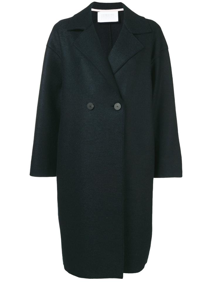 Harris Wharf London Two Button Double Breasted Coat - Blue