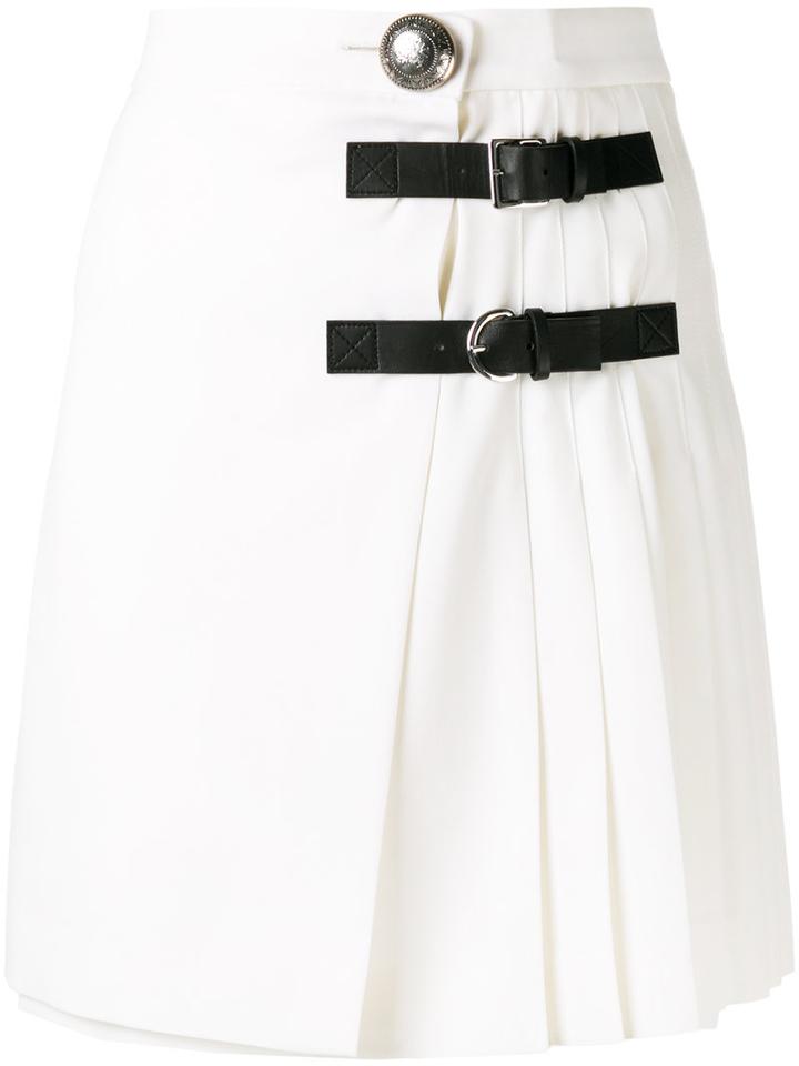 Alexander Mcqueen - Pleated Mini Skirt - Women - Silk/virgin Wool - 42, Women's, White, Silk/virgin Wool