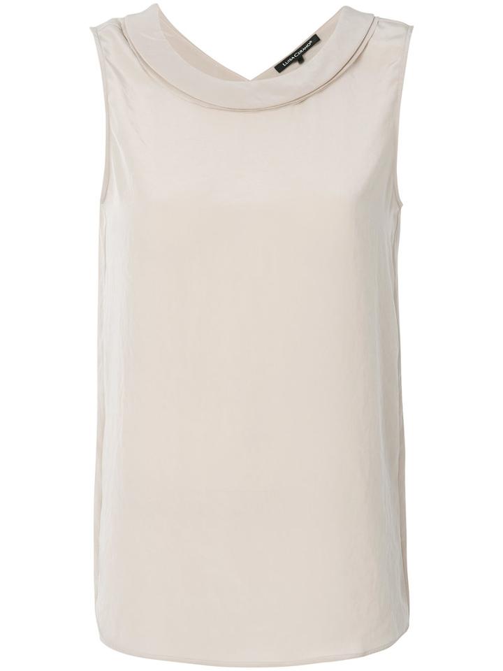 Luisa Cerano - Band Collar Blouse - Women - Polyester - 36, Nude/neutrals, Polyester