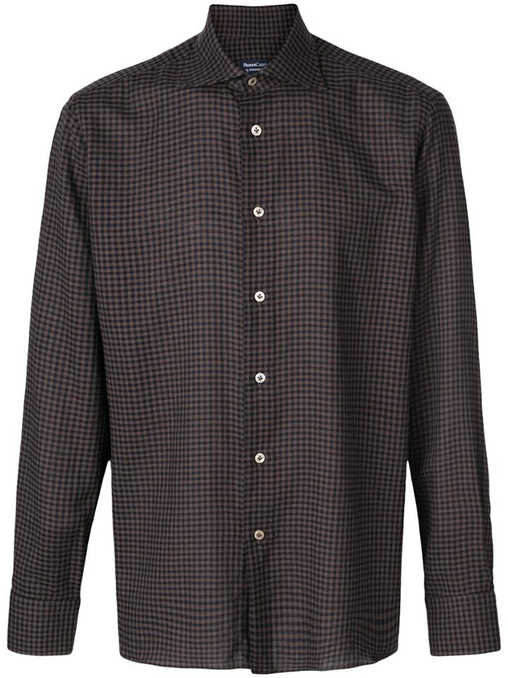 Borriello Micro Check Shirt - Brown