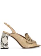 L'autre Chose Snakeskin Sandals - Gold