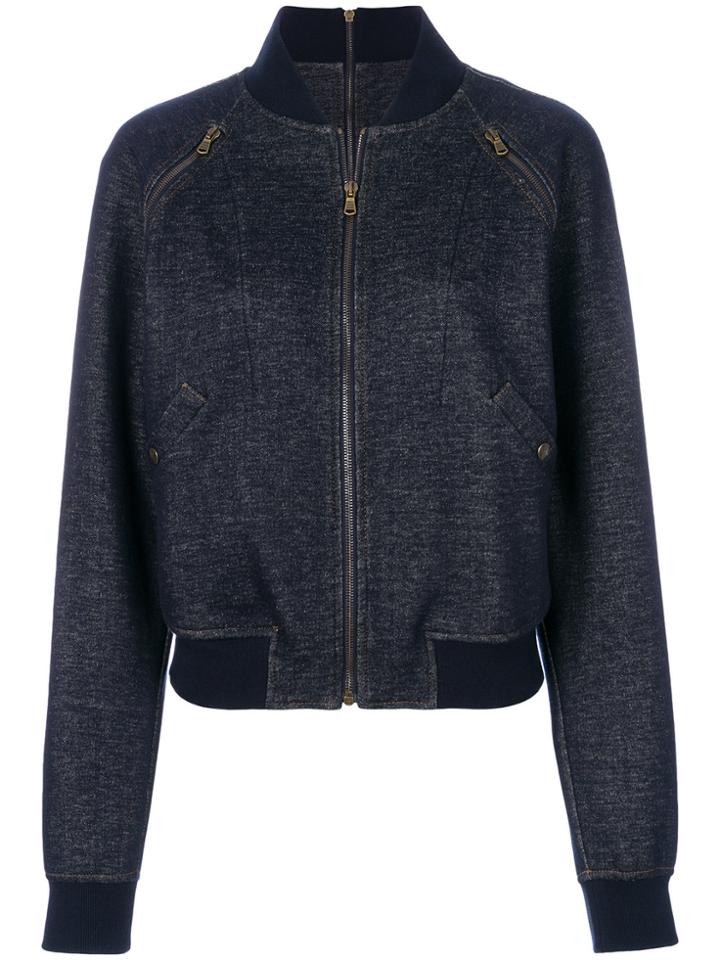 Tomas Maier Knit Denim Bomber Jacket - Blue