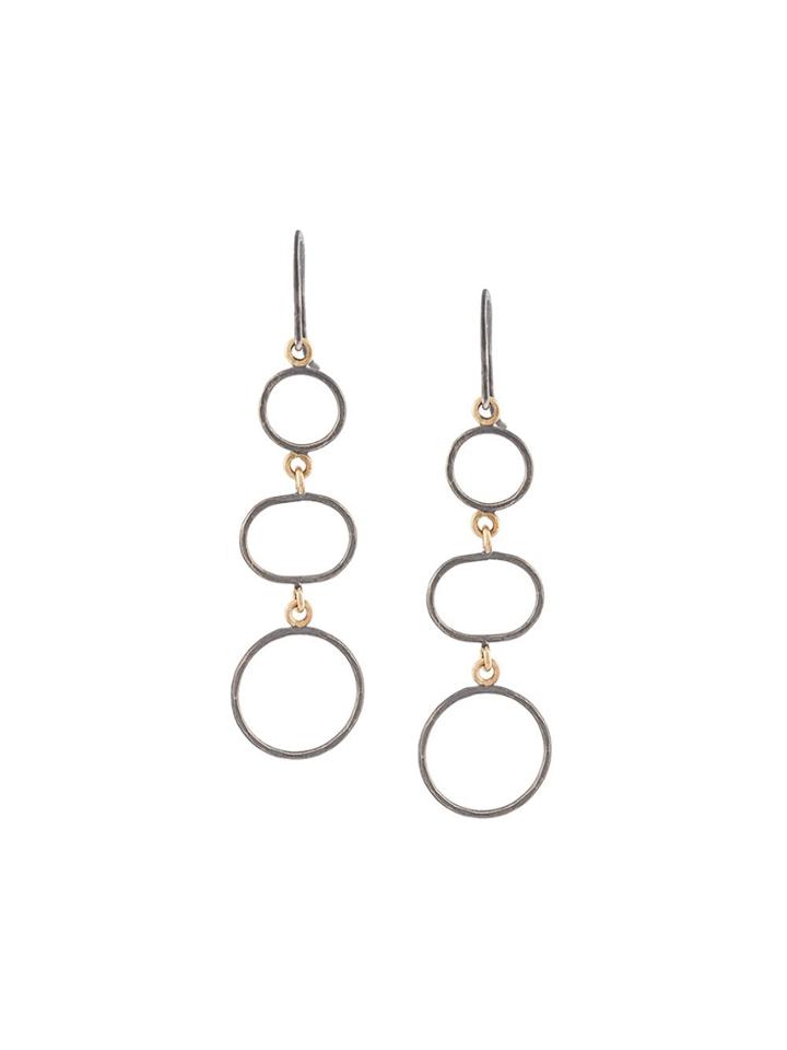 Melissa Joy Manning 14kt Gold Detailed Three Circle Drop Earrings -