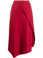 Vince Asymmetric Draped Flannel Skirt - Red