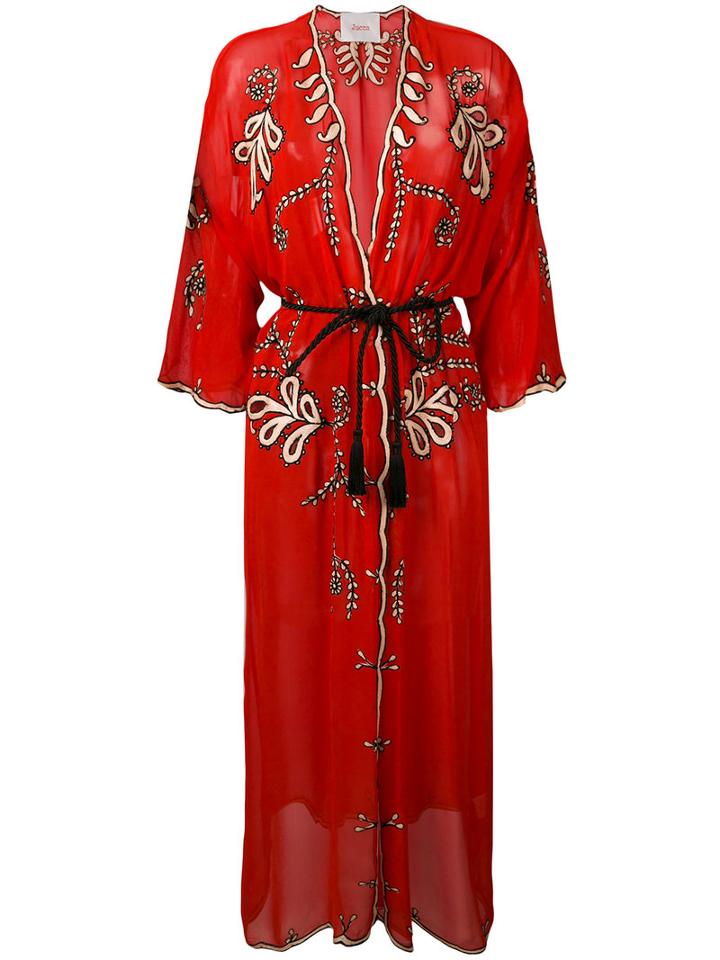 Jucca - Embroidered Sheer Coat - Women - Viscose - 42, Red, Viscose