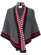 Antonia Zander Shawl With Geometric Print Trim - Grey