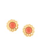 Chanel Pre-owned 1997's Cc Logos Stone Motif Earrings - Gold