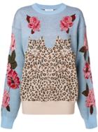 Vivetta Flower And Leopard Knit Sweater - Blue