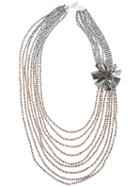 Night Market Metallic Flower Necklace, Women's, Grey