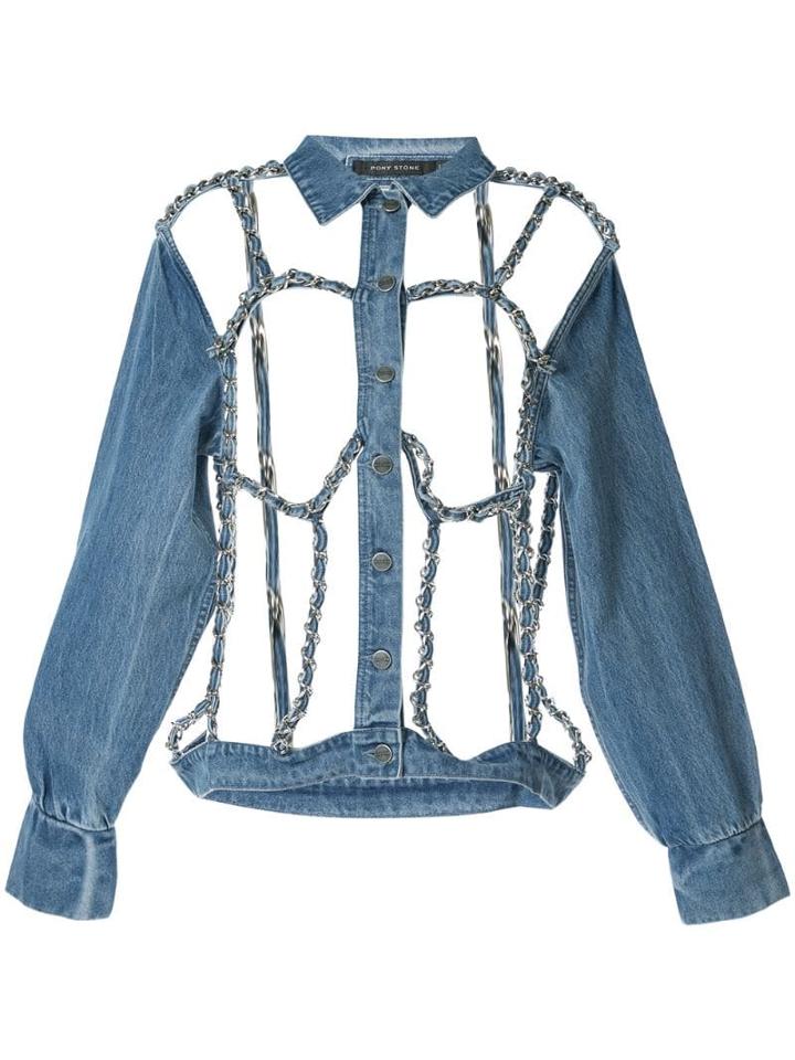 Pony Stone Chain Linked Jacket - Blue