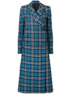 Rokh Tartan Print Coat - Blue