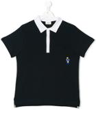Fendi Kids Embroidered Logo Polo Shirt - Blue