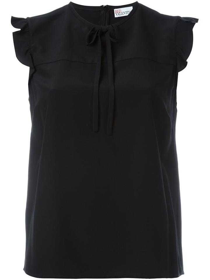 Red Valentino Frill Trim Tank Top, Women's, Size: 40, Black, Silk