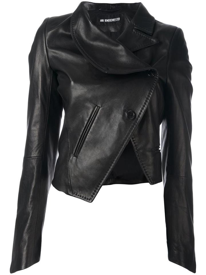 Ann Demeulemeester Asymmetric Lapels Jacket, Women's, Size: 38, Black, Leather/cotton/rayon
