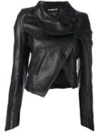 Ann Demeulemeester Asymmetric Lapels Jacket, Women's, Size: 38, Black, Leather/cotton/rayon