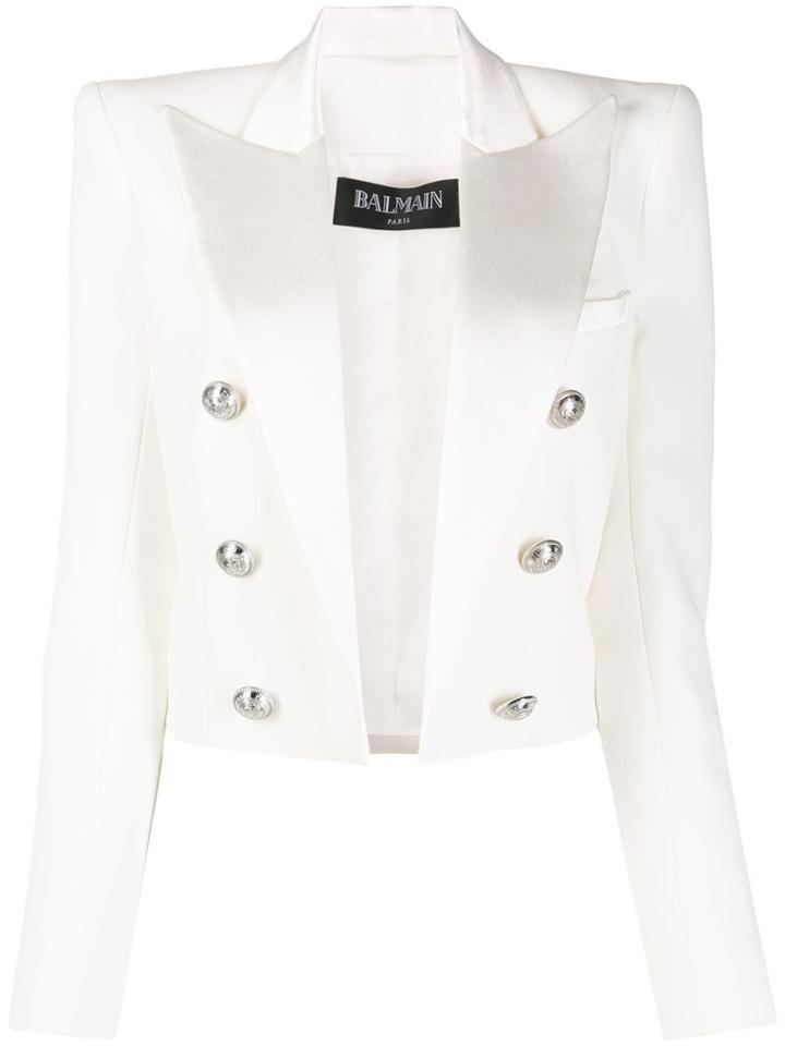 Balmain Structured Cropped Jacket - White
