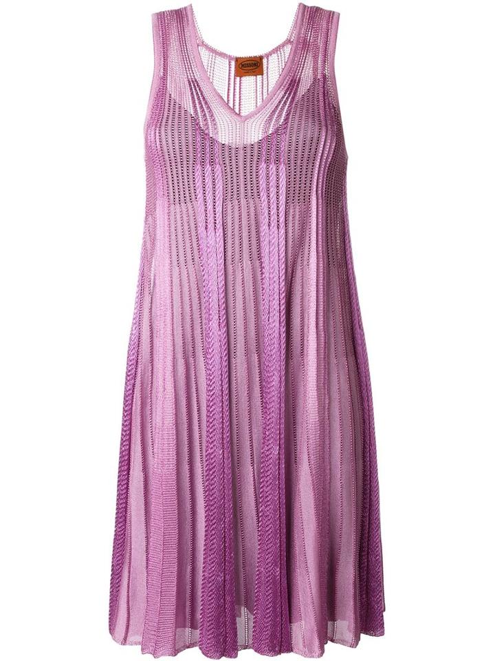 Missoni Pleated Knit Dress, Women's, Size: 42, Pink/purple, Silk/spandex/elastane/rayon/cotton