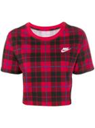 Nike Cropped Plaid T-shirt - Red
