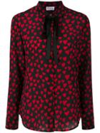 Red Valentino - Heart Embroidered Blouse - Women - Silk/polyester - 40, Black, Silk/polyester