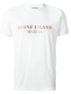 Stone Island Logo Print T-shirt, Men's, Size: M, White, Polyamide/cotton