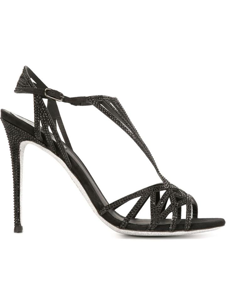 René Caovilla Strappy Sandals - Black