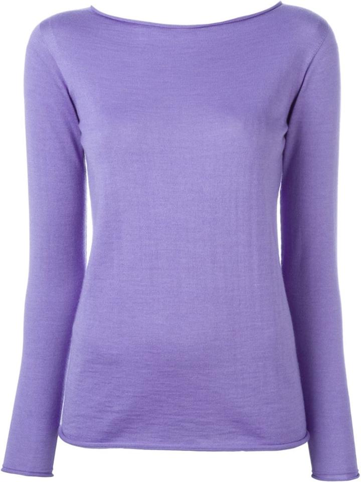 Ralph Lauren Boat Neck Slim Fit Jumper, Women's, Size: Xs, Pink/purple, Silk/cashmere