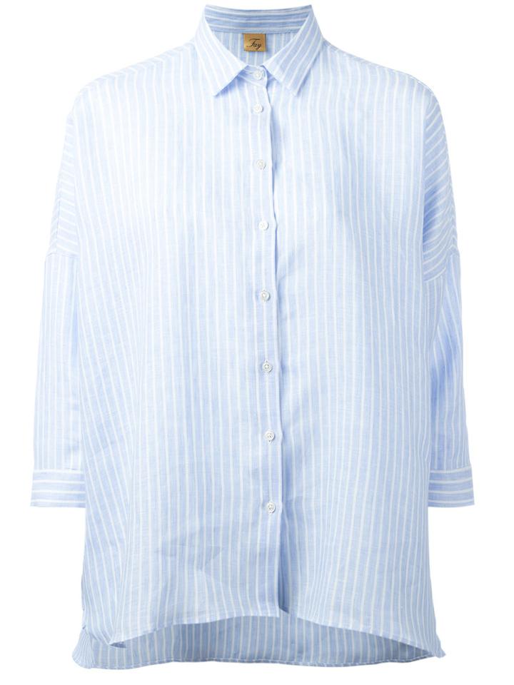 Fay Woven Stripe Shirt, Women's, Size: Medium, Blue, Linen/flax