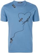 Dolce & Gabbana Logo Patch Heart Print T-shirt - Blue