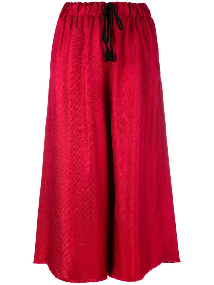 Forte Forte - Wide Leg Cropped Trousers - Women - Nylon/viscose - 0, Red, Nylon/viscose