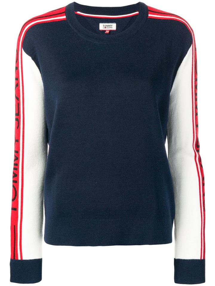 Tommy Jeans Contrast Sleeve Jumper - Blue