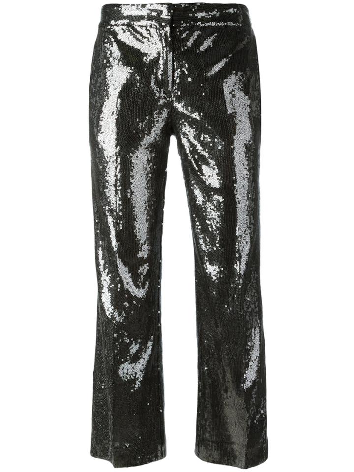 No21 Sequinned Cropped Trousers - Black