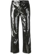No21 Sequinned Cropped Trousers - Black