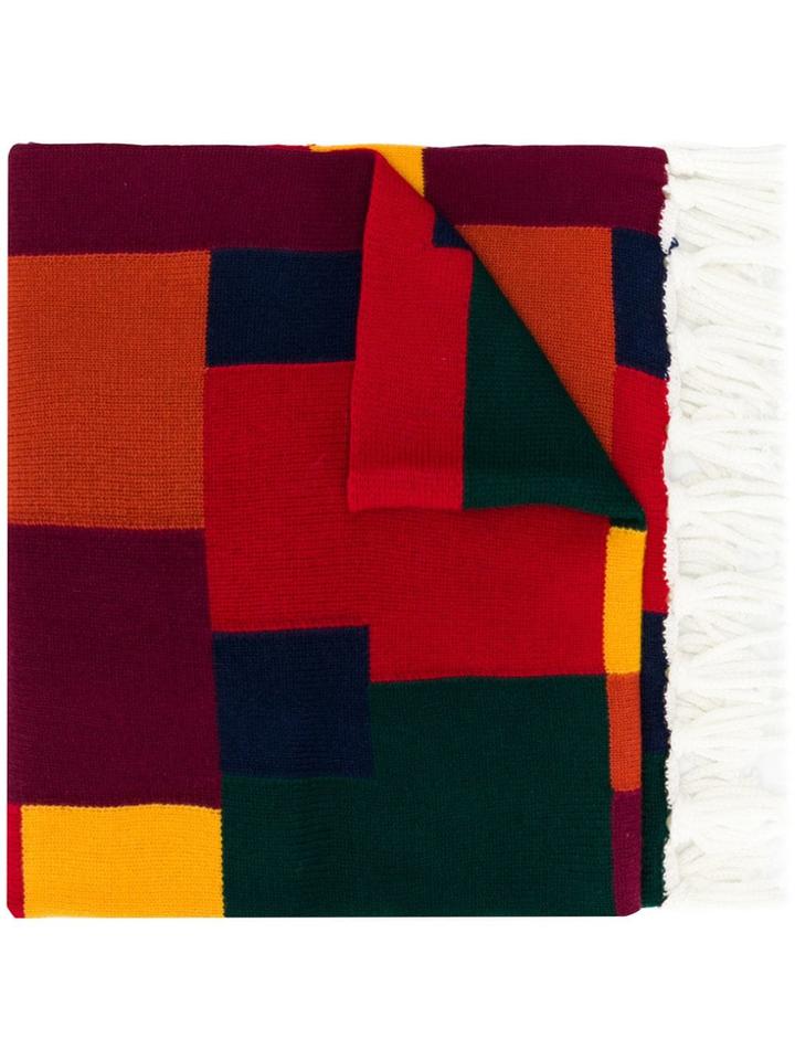 Woolrich Colour-block Fringed Scarf - Red