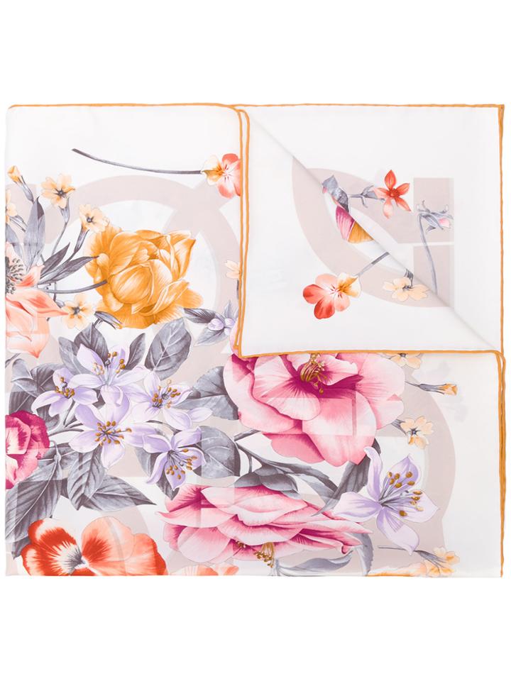 Salvatore Ferragamo Gancio Floral Print Scarf - Nude & Neutrals