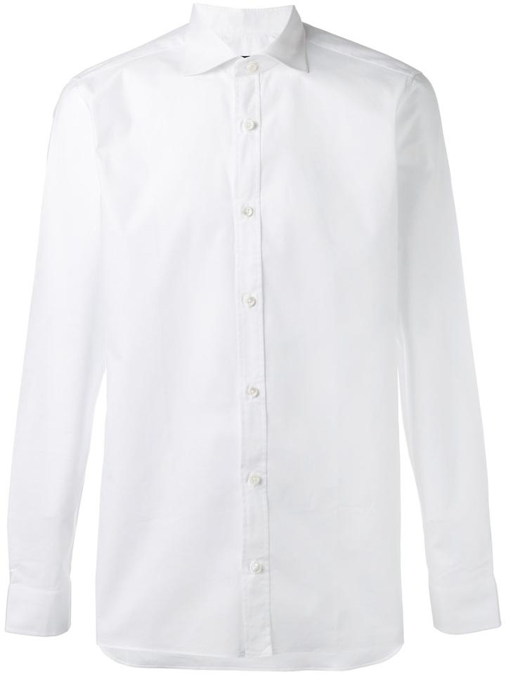 Z Zegna - Longsleeve Cutaway Collar Shirt - Men - Cotton - 42, White, Cotton