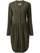 Maiyet Collarless Shirt Dress, Women's, Size: 4, Green, Silk