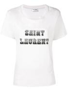 Saint Laurent Logo Print T-shirt - Nude & Neutrals