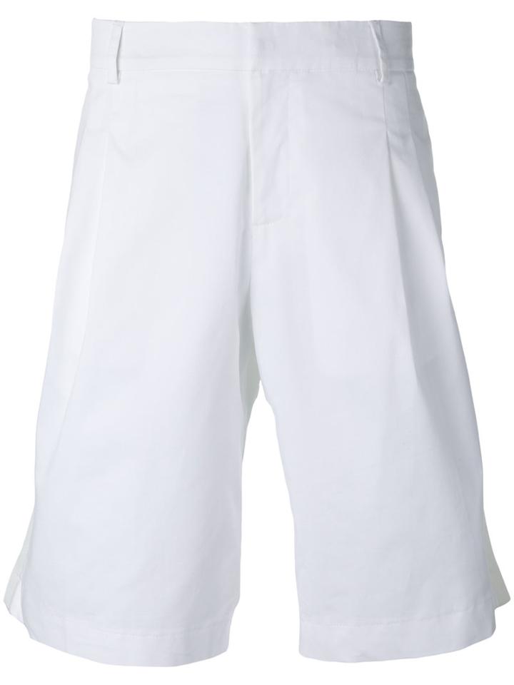 Les Hommes - Pleated Front Shorts - Men - Cotton/elastodiene - 48, White, Cotton/elastodiene